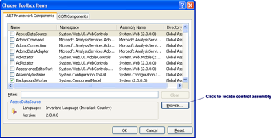 Choose Toolbox Items Dialog