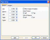 Page Setup Dialog for Margins