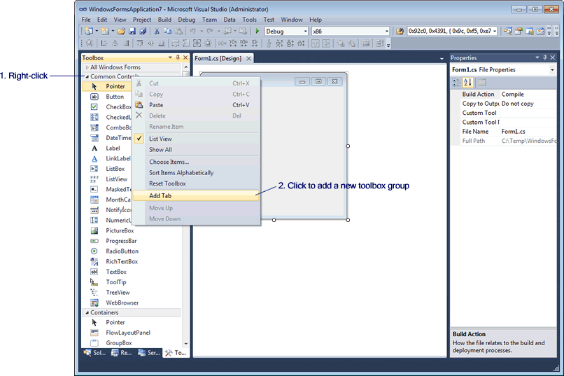 Adding Controls To The Visual Studio Toolbox
